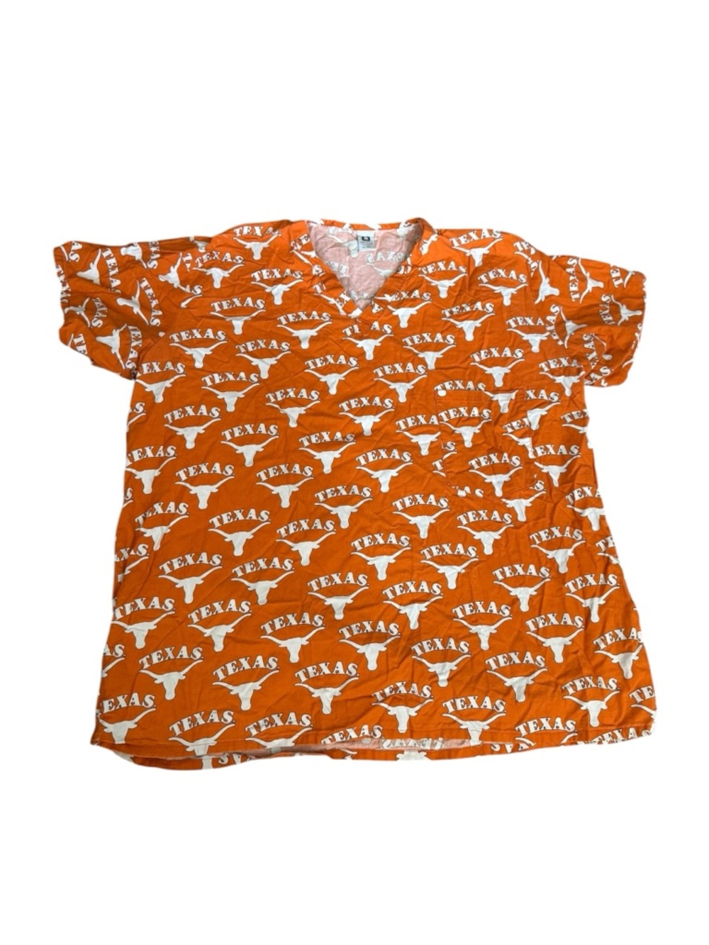 Texas Longhorns Women's Orange Scrub Top Cotton Short Sleeve V-Neck Tee
